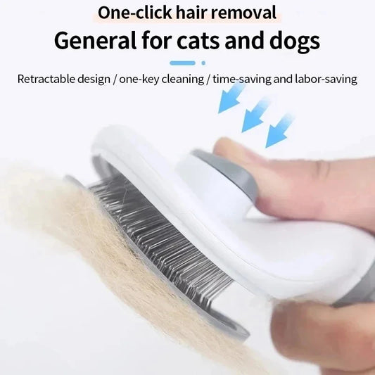 Self-Cleaning Pet Grooming Brush – One-Click Hair Removal