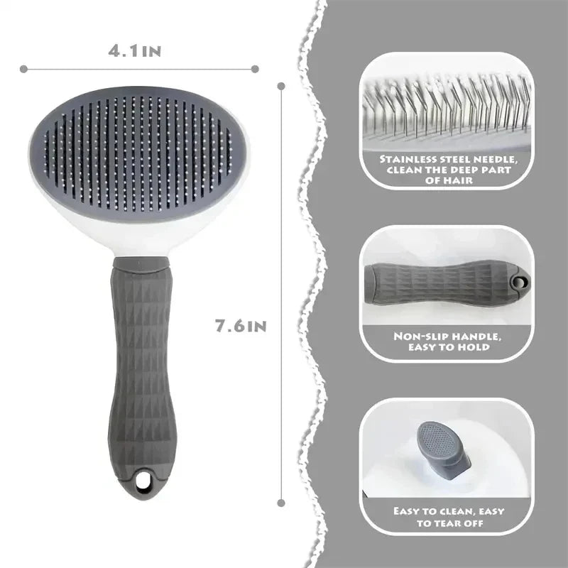 Self-Cleaning Pet Grooming Brush – One-Click Hair Removal