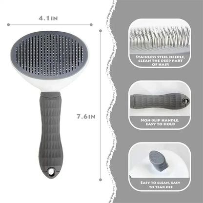 Self-Cleaning Pet Grooming Brush – One-Click Hair Removal