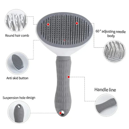 Self-Cleaning Pet Grooming Brush – One-Click Hair Removal
