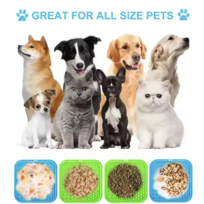 Slow Feeder Lick Mat for Dogs & Cats – Silicone, Anxiety Relief
