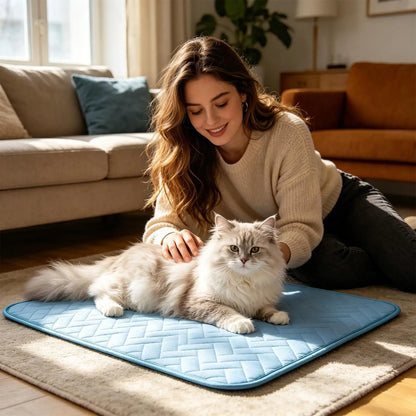 Foldable Pet Cooling Mat – Ice Silk Comfort for Dogs & Cats