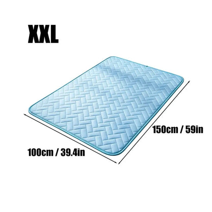 Foldable Pet Cooling Mat – Ice Silk Comfort for Dogs & Cats