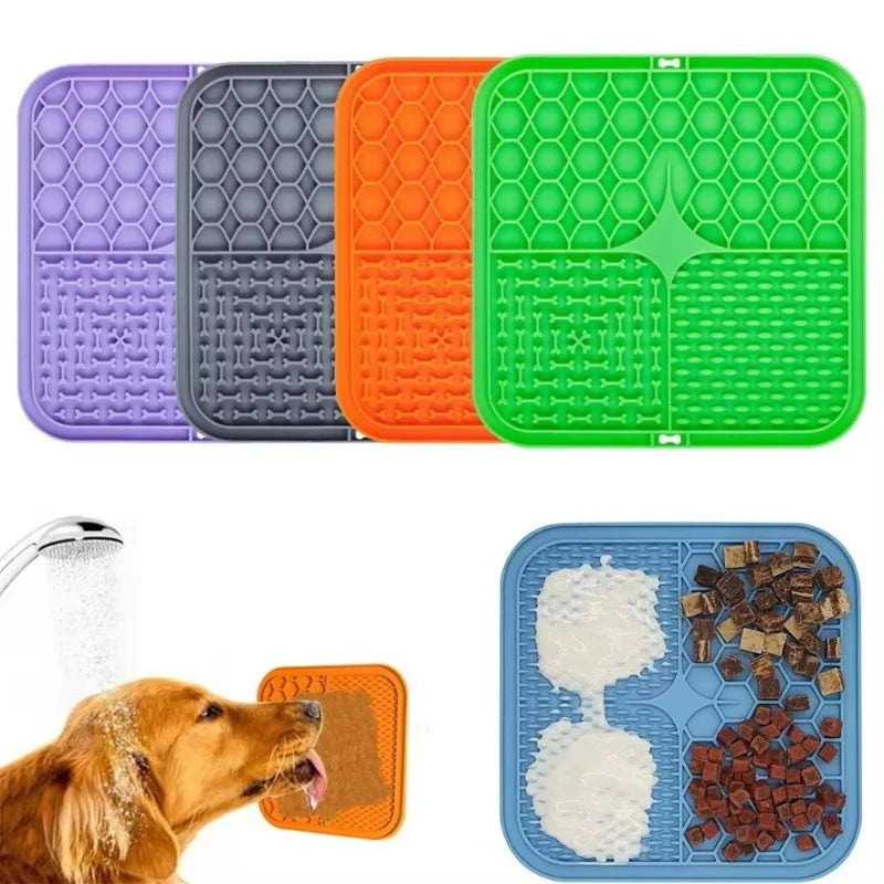 Slow Feeder Lick Mat for Dogs & Cats – Silicone, Anxiety Relief